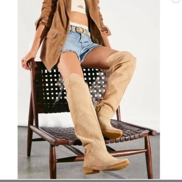Free People Banks suede over the knee boots Sand color Size 37 = Size 7 - Picture 1 of 15